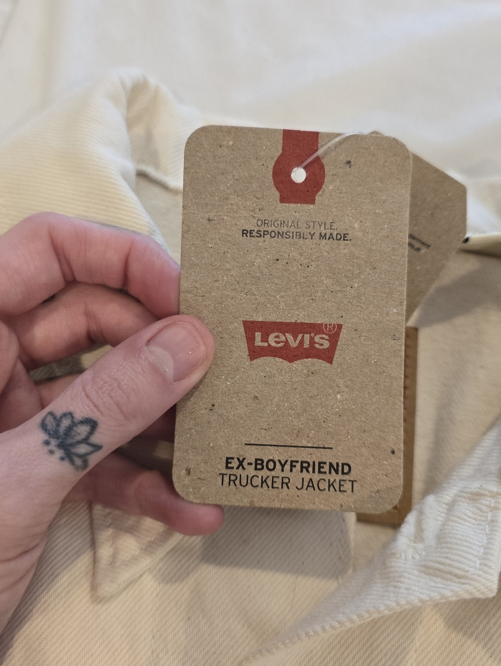 Levi's Womens NWT Ex-Boyfriend Trucker Jacket White Size Small - Picture 10 of 16